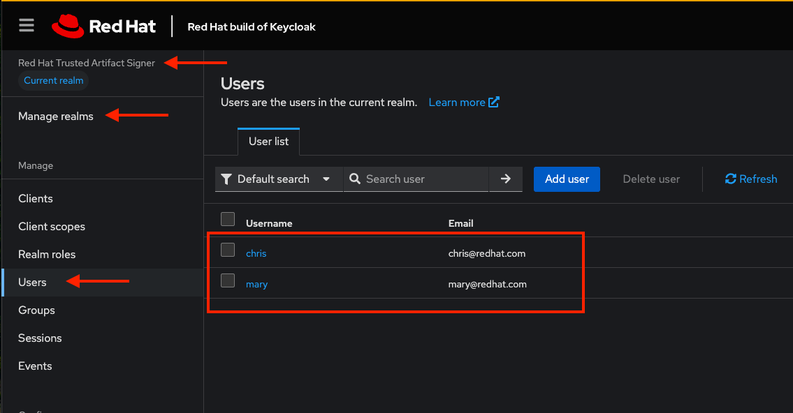 keycloak admin console