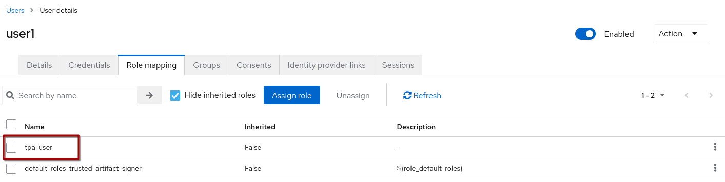 keycloak users assigned role tpa user