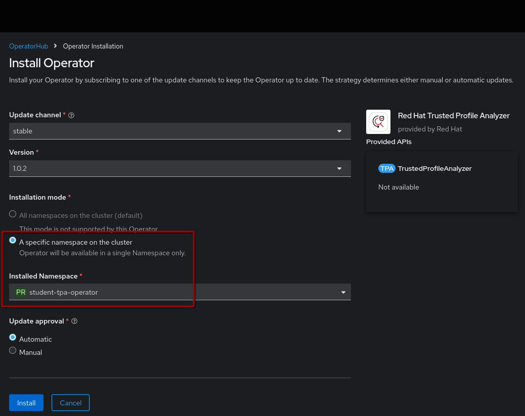 operator ohub install