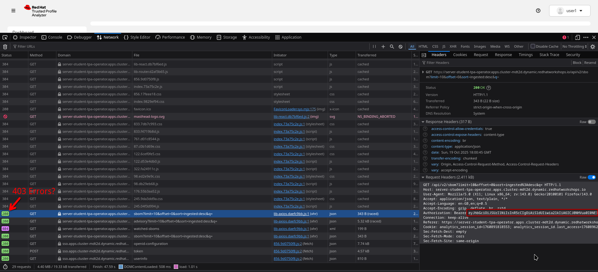 operator tpa dashboard debug