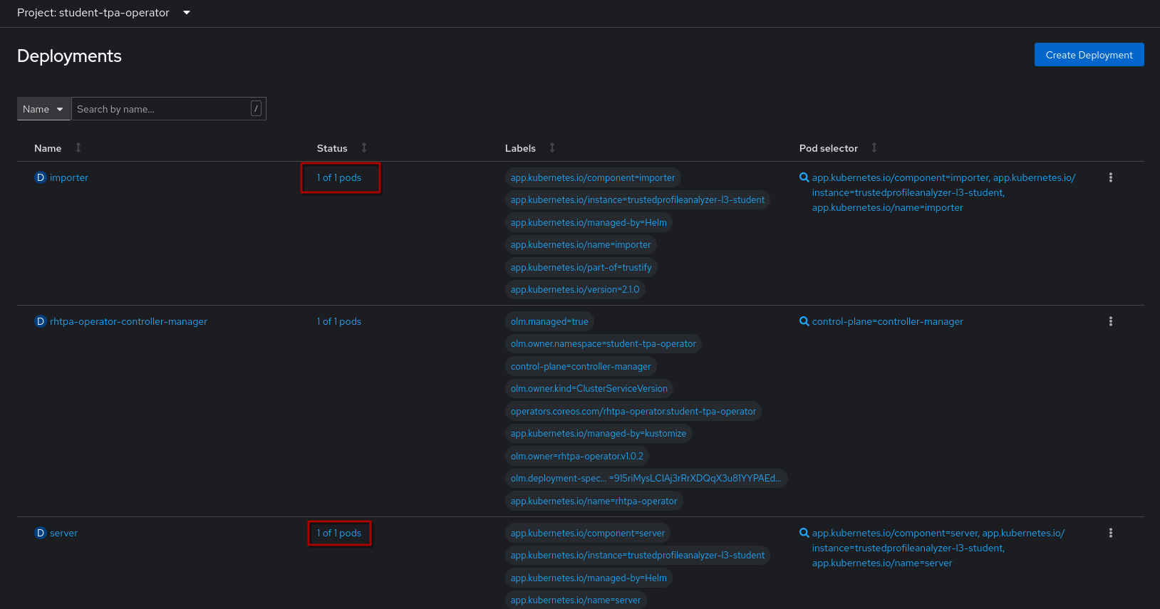operator tpa failed deployment