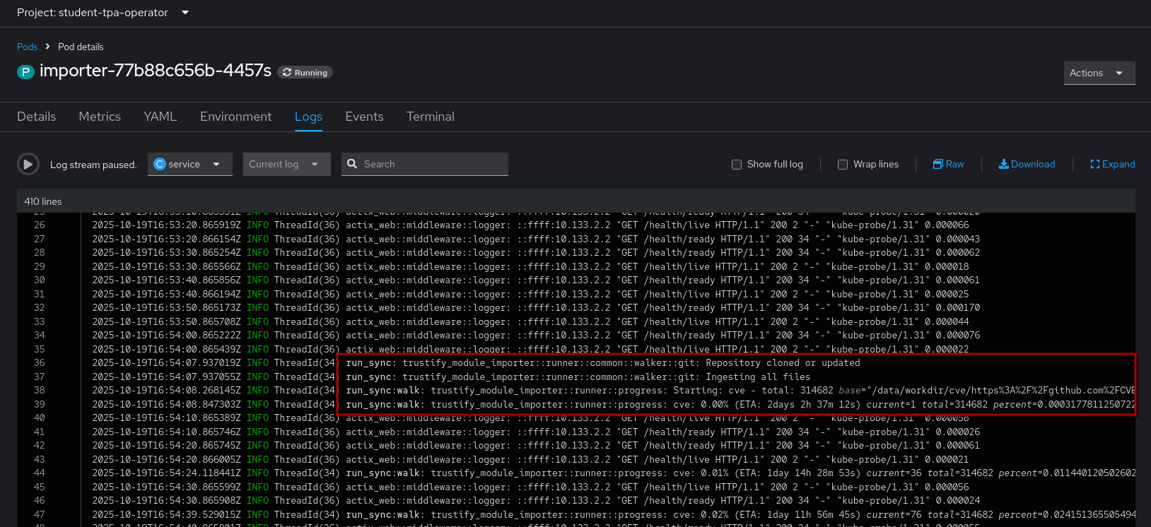 operator tpa importer logs