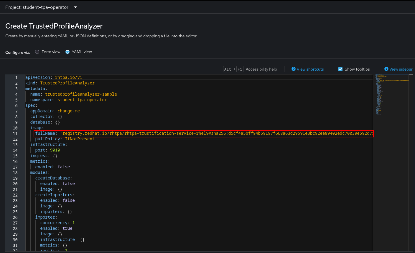 operator tpa yaml view