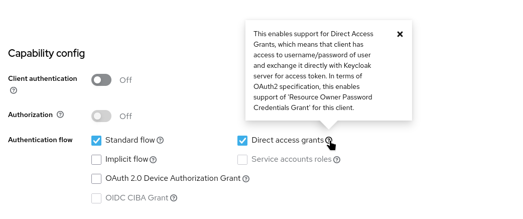 keycloak client direct access grants