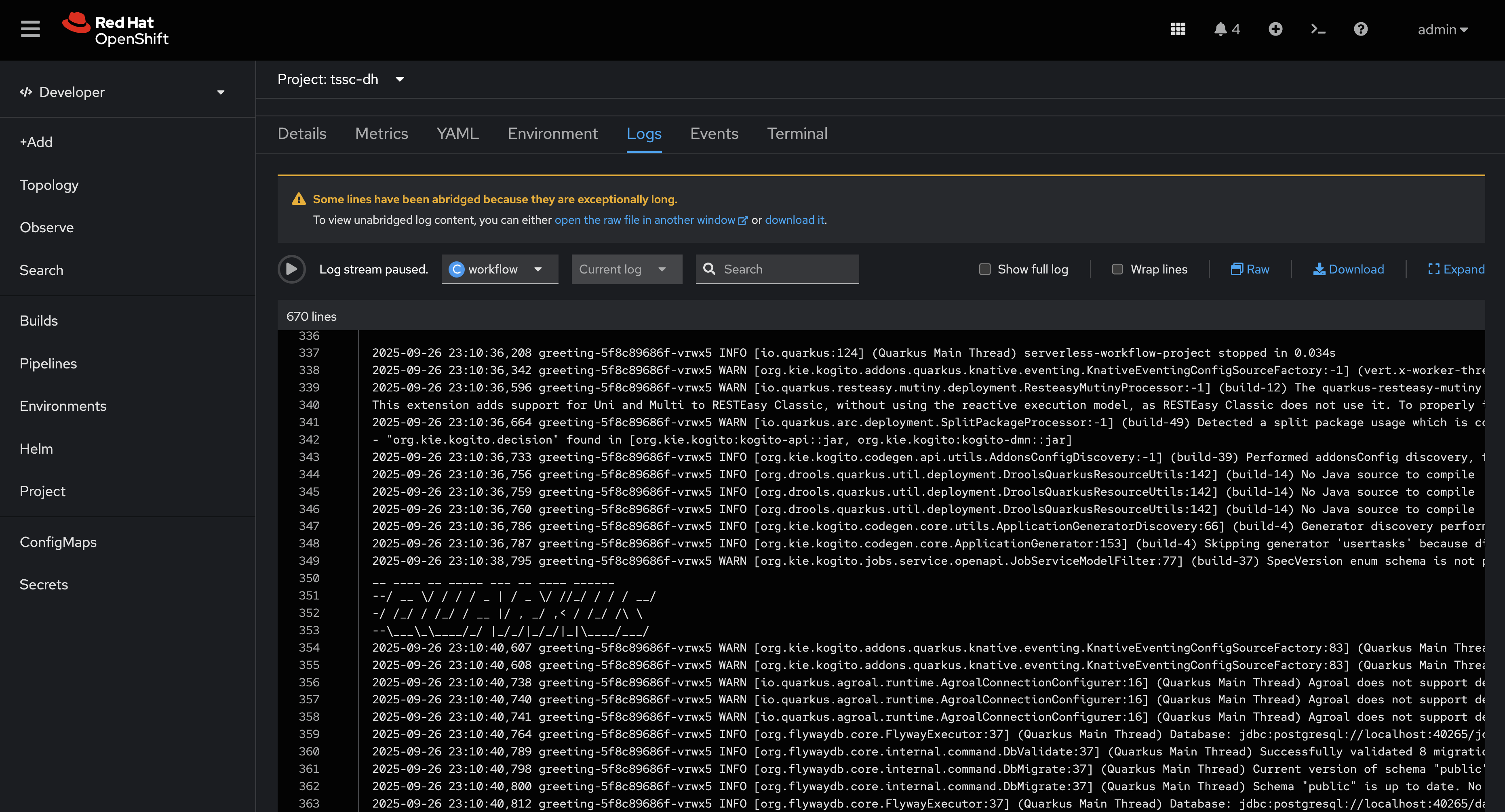 quarkus devui restarts