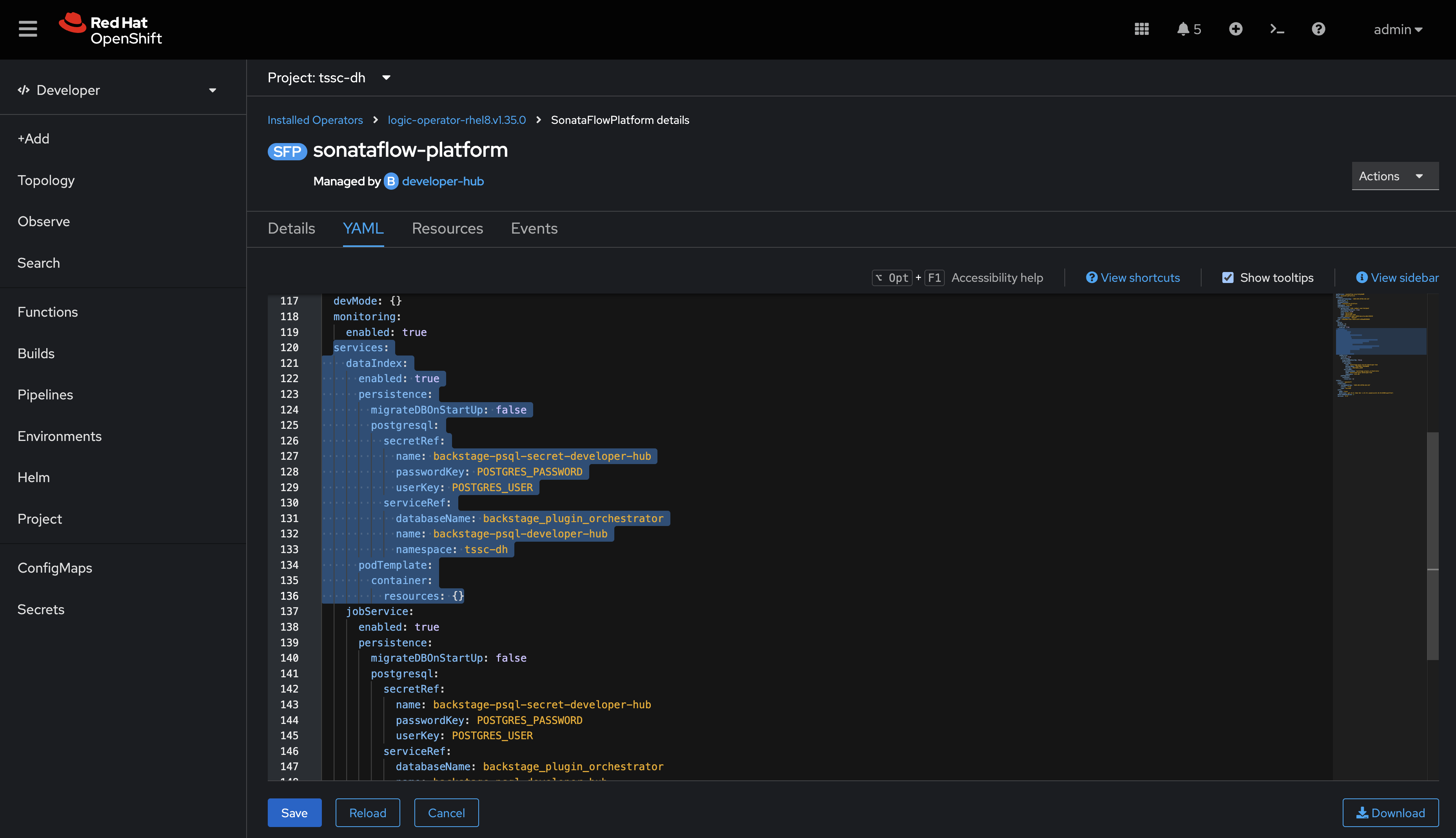 sonataflow db connection