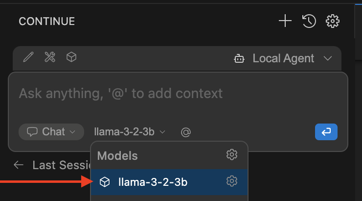continue llama select