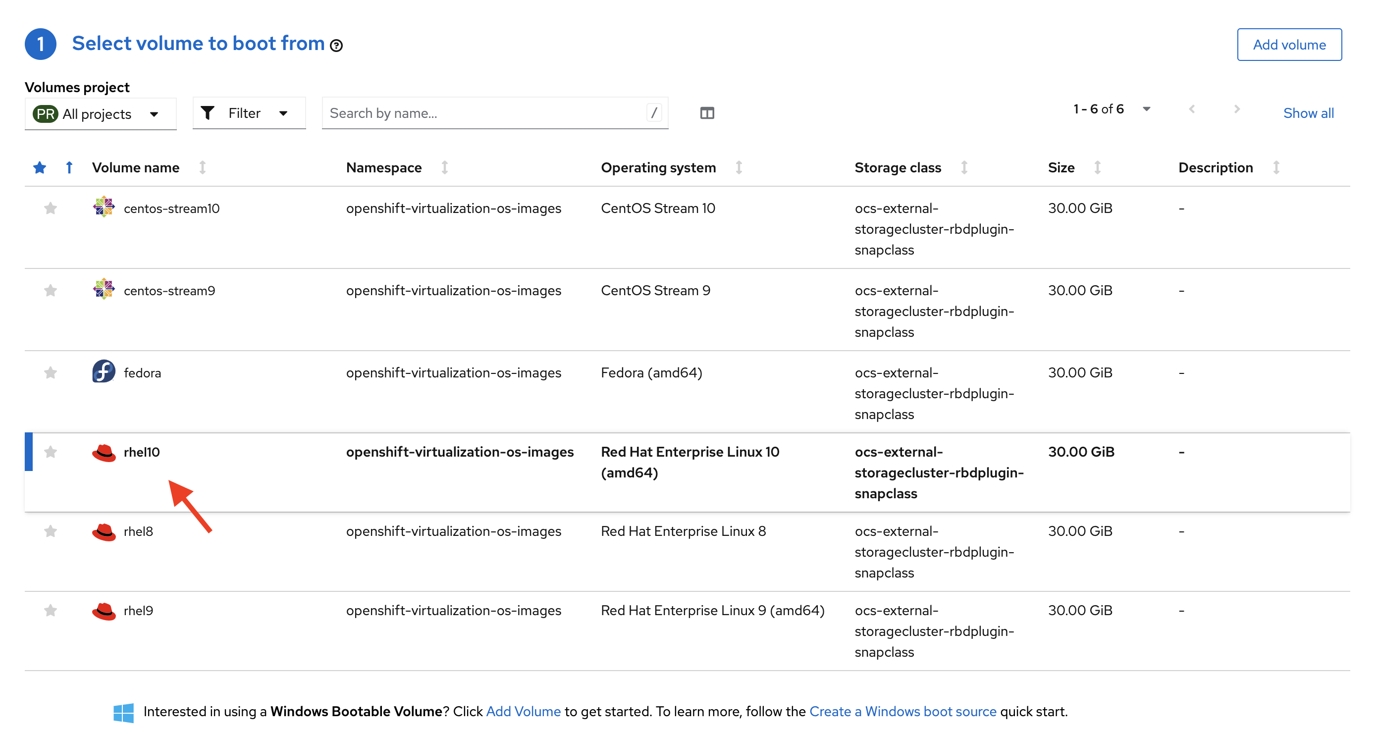 virt volumes click