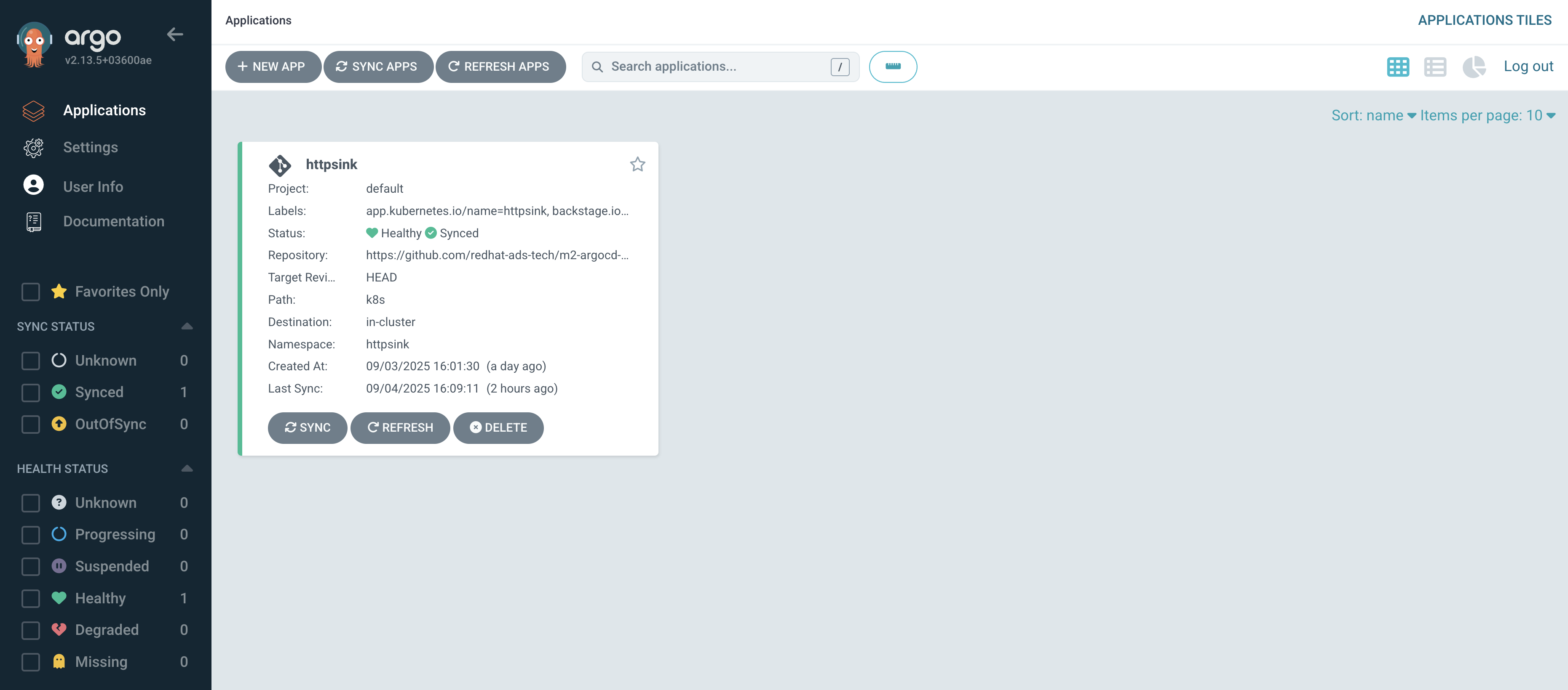 argocd application