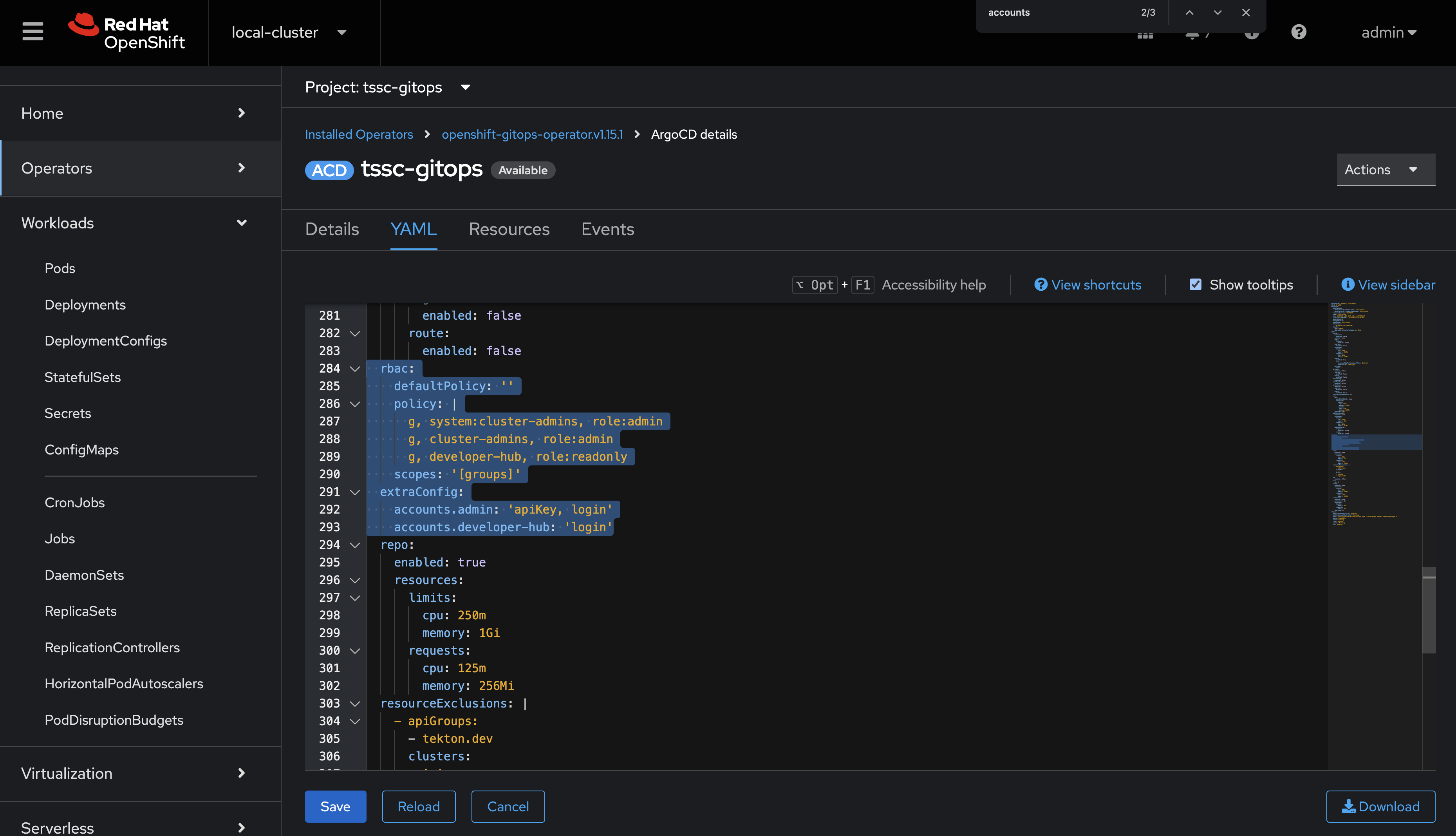 argocd operator config