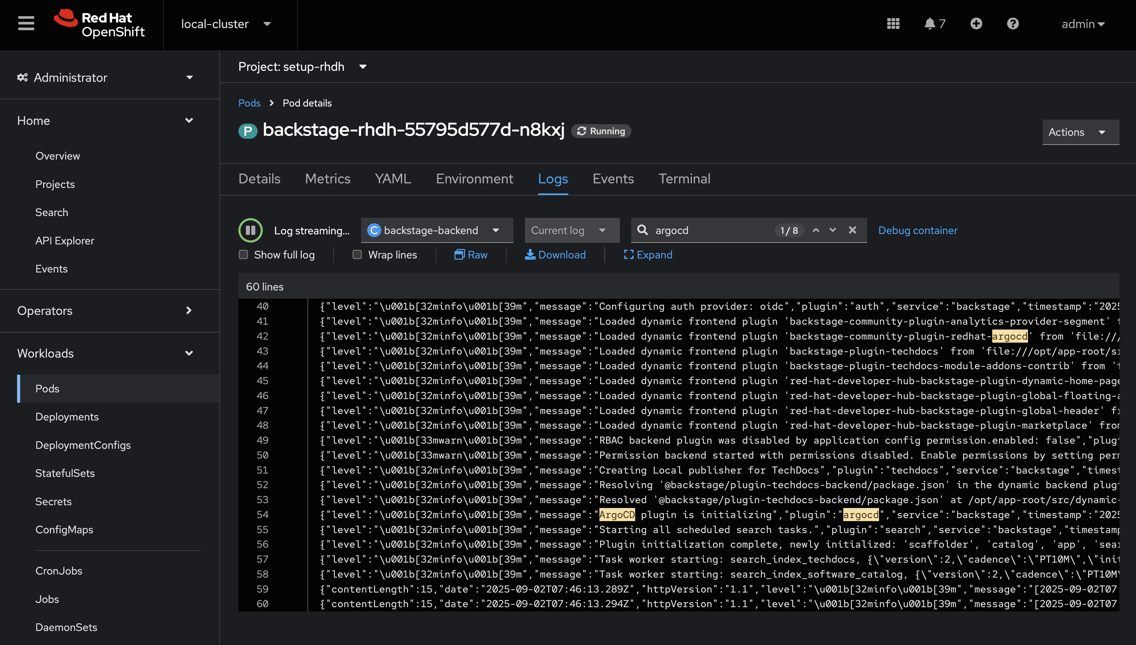 argocd plugin logs