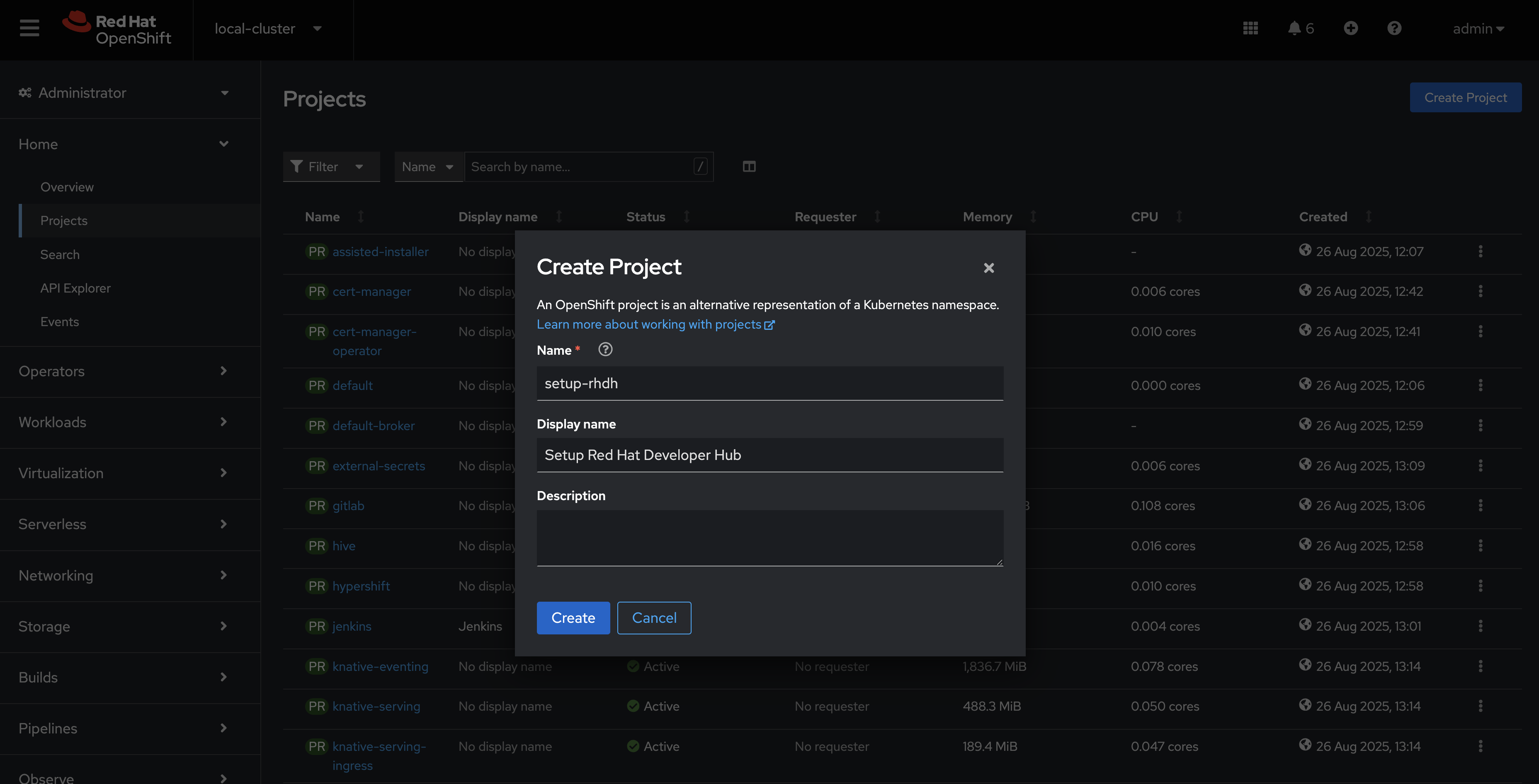 create project