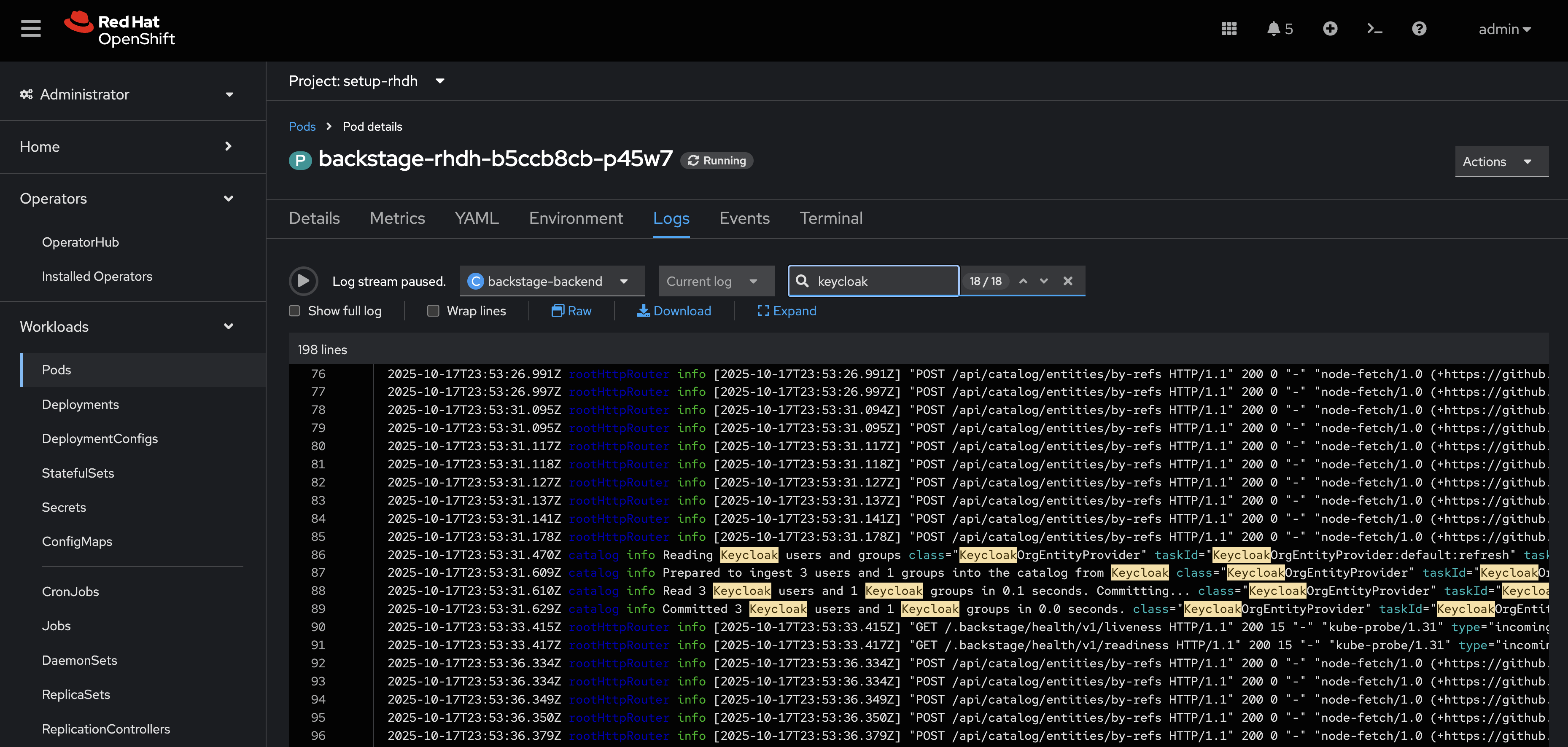 keycloak plugin logs