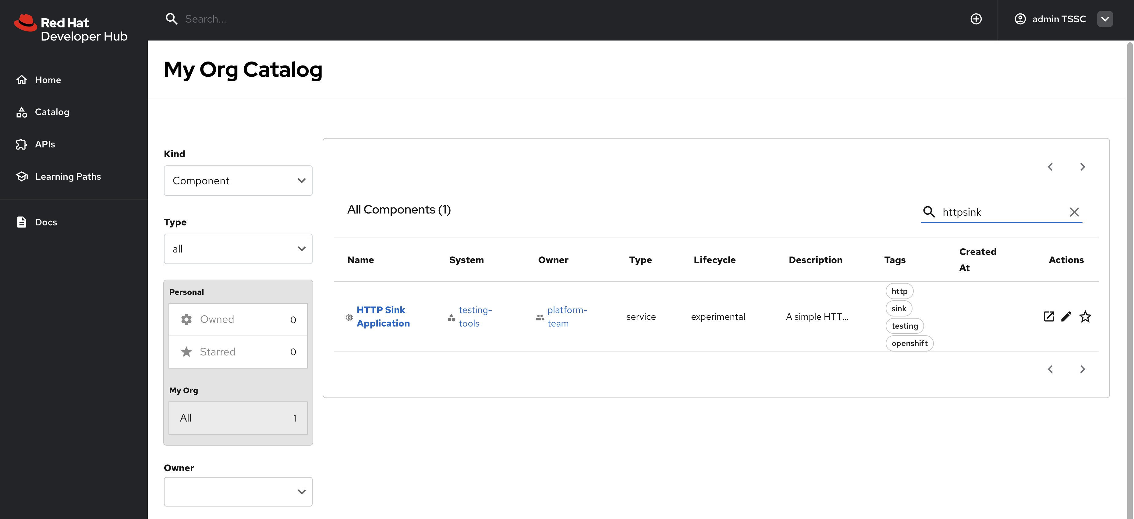 security admin catalog access