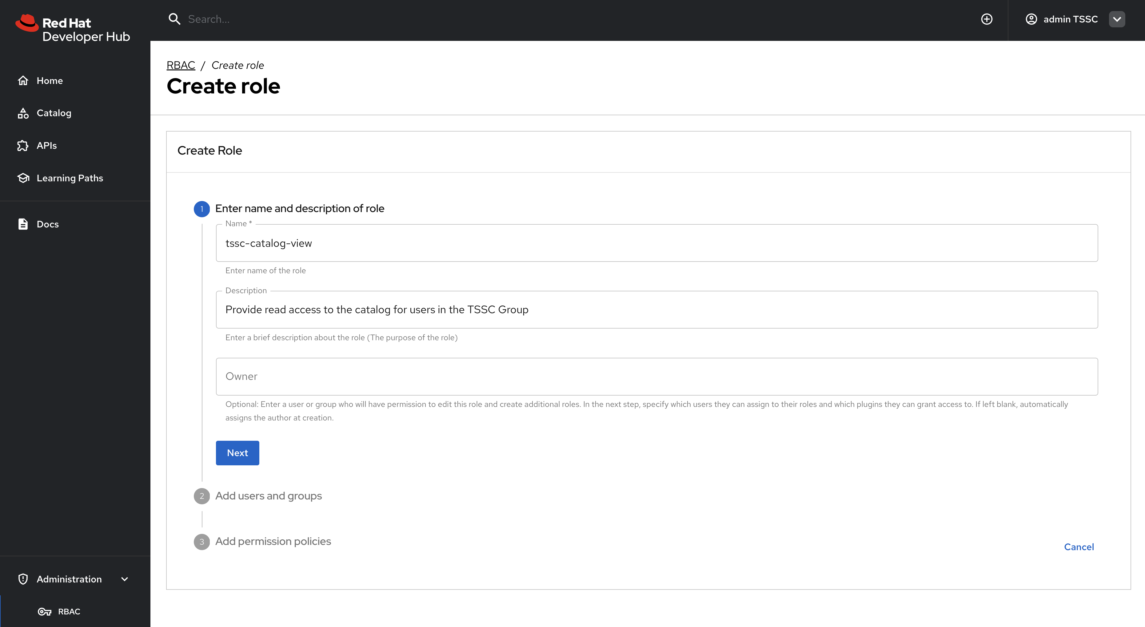 security rbac policy name desc