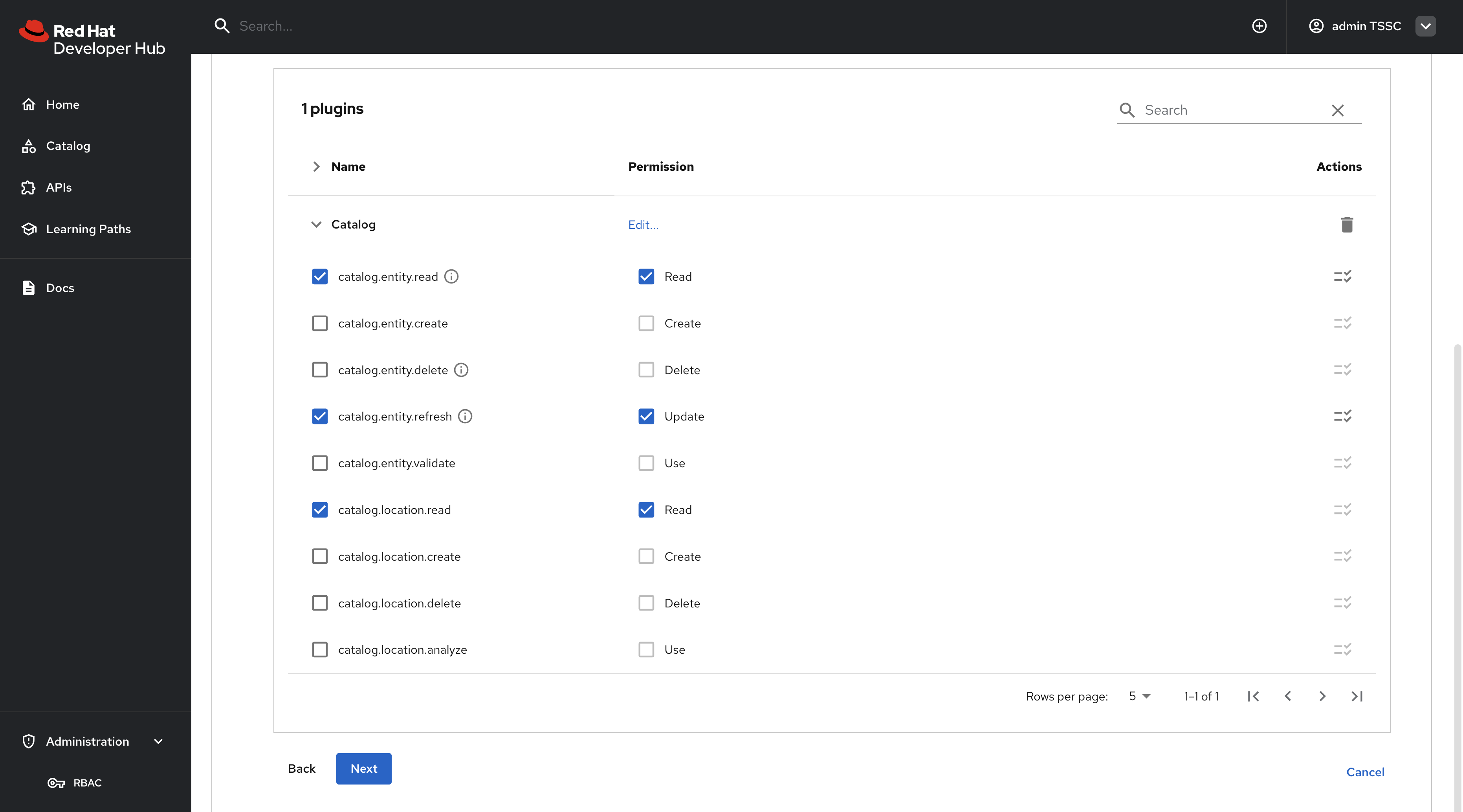 security rbac policy plugin settings