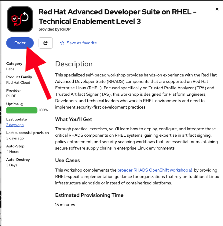 rhel workshop catalog