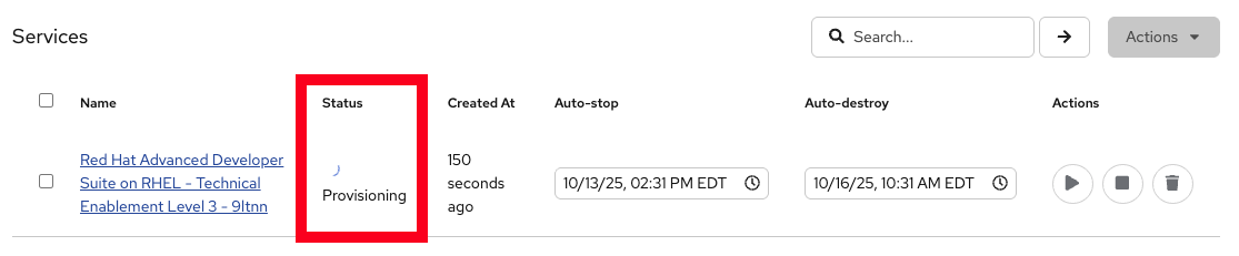rhel workshop provisioning