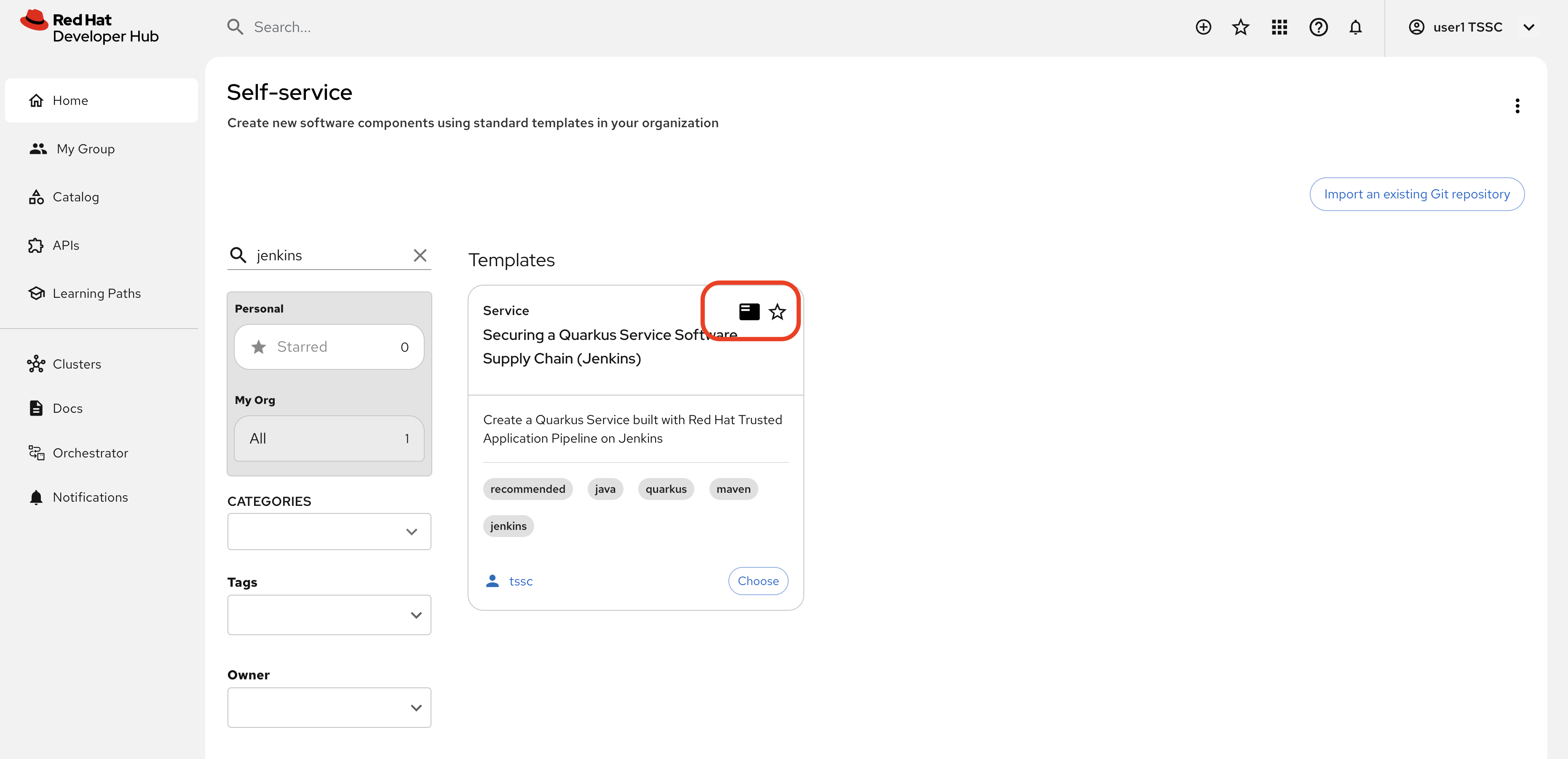Show template entity details