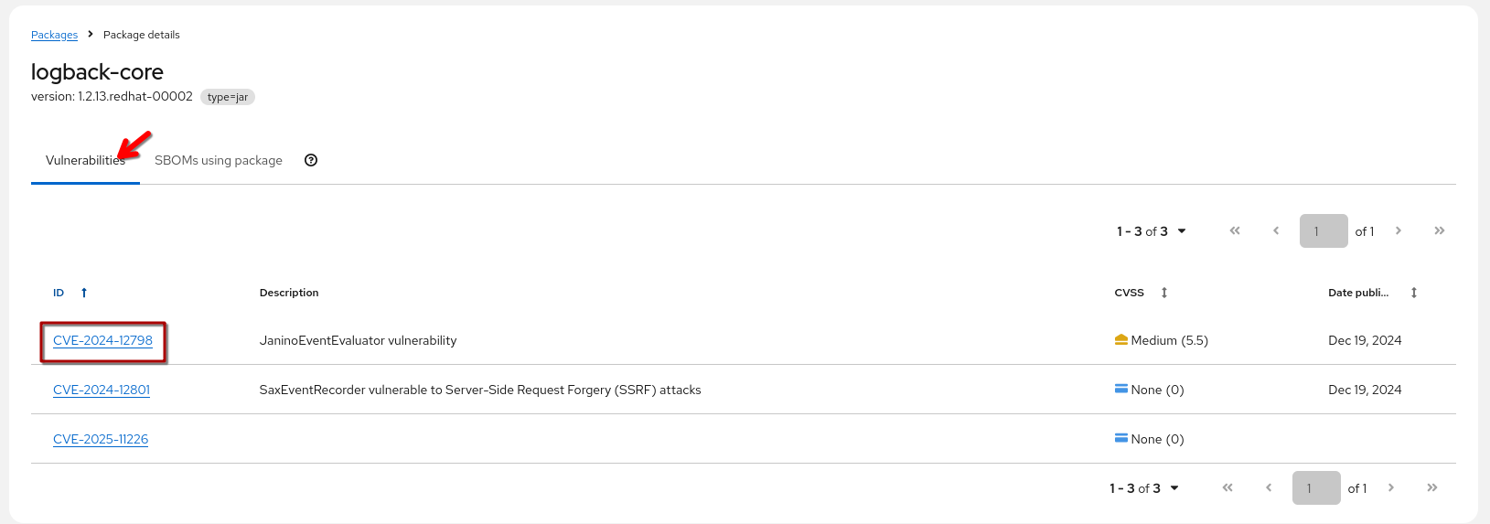 logback core package vulnerabilities